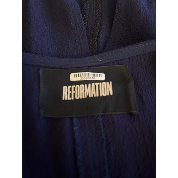 Reformation V Neck Long Sleeve Dress Navy Blue Size 6 Pockets - Picture 5 of 8